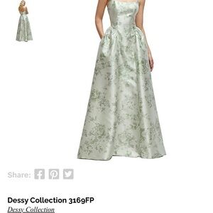 Dessy Collection Green Patterned Gown